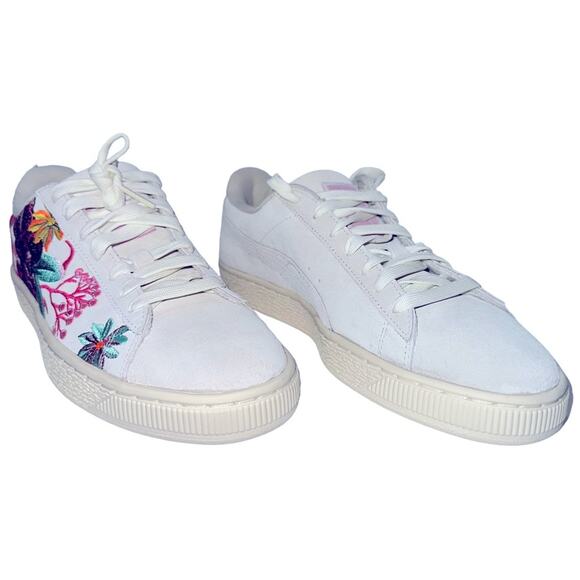 PUMA Suede Hyper Embroidered Women’s sneaker, size 8, color whisper white/orchid - Picture 4 of 11